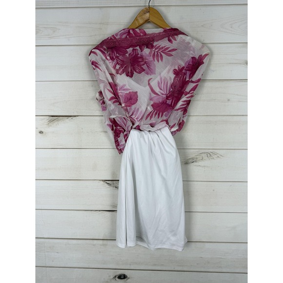 Rampage Dress Womens 7 Pink Floral Chiffon Slip Midi Lace Trim Sundress Y2K - Picture 5 of 11